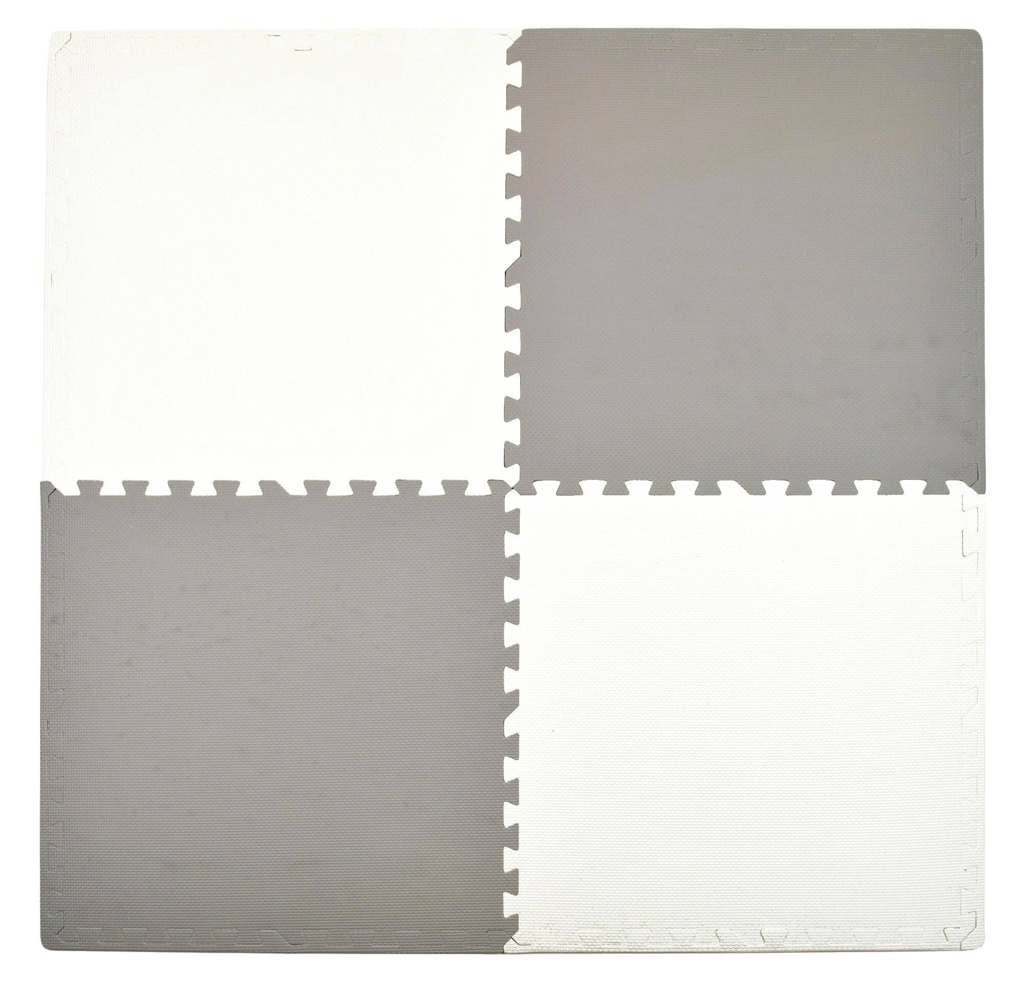 Pěnová podlahová hrací podložka HUMBI 120 × 120 cm, voděodolné puzzle, 4 díly, šedá a bílá