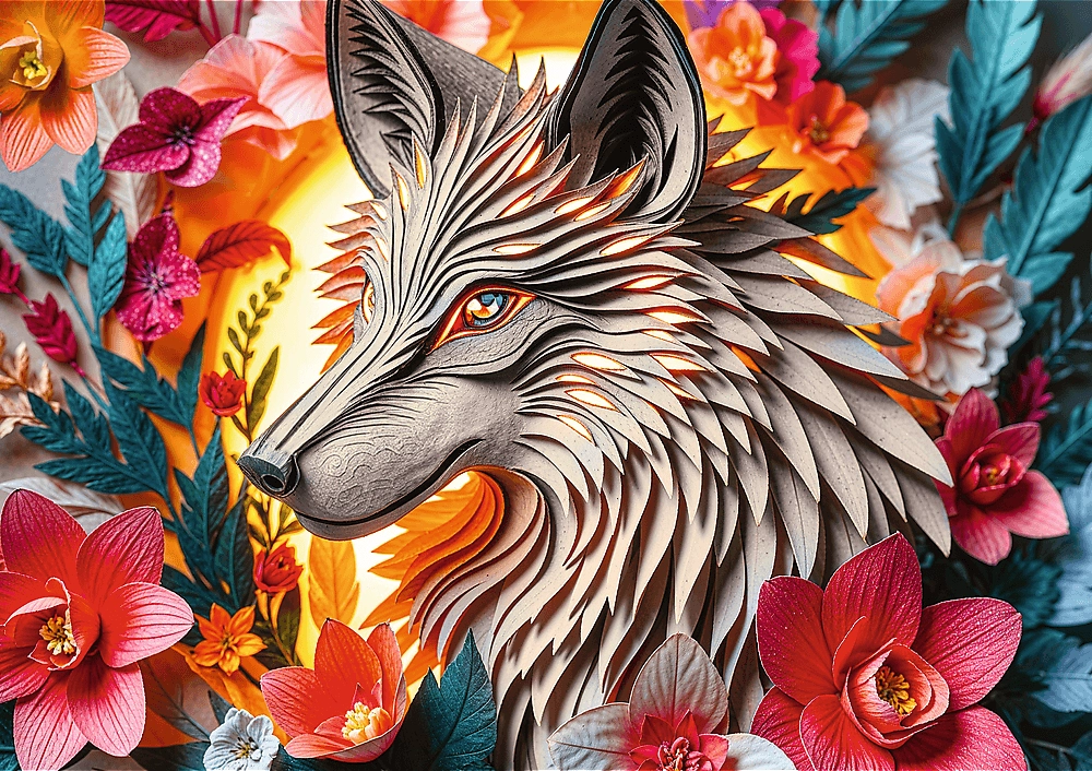 puzzle paper art: vlk 1000 dílků