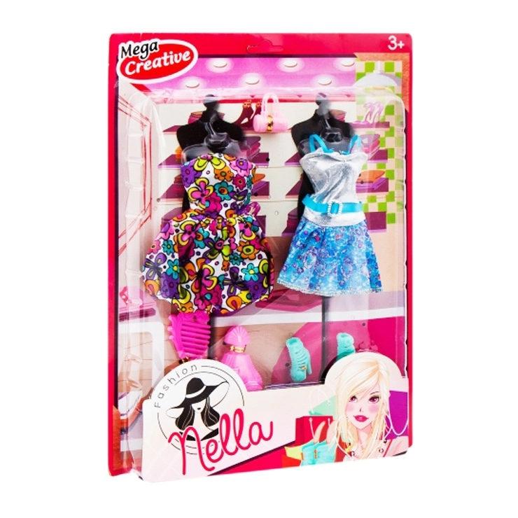 Šaty a doplňky pro panenky – sada 6 ks