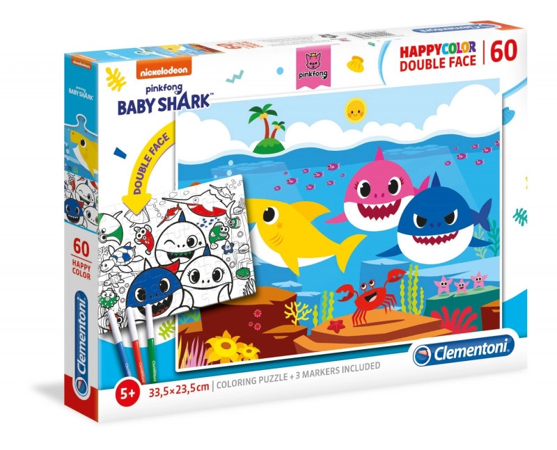 Levně Clementoni HappyColor Baby Shark 26093 60 dílků