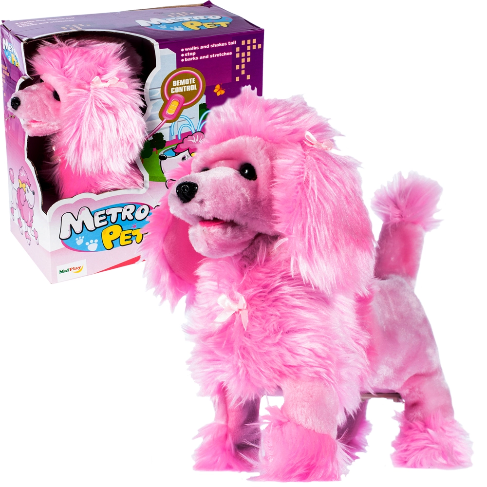 růžový interaktivní pudl na vodítku