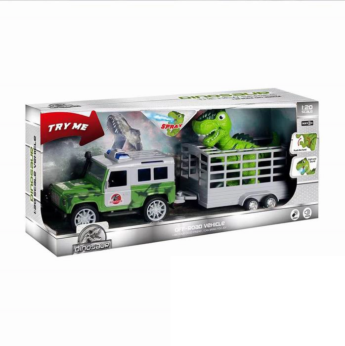 Auto s pohonem JEEP s dinosaurem