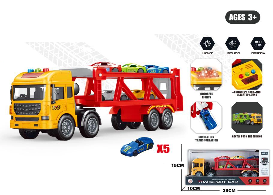 Nákladní odtahovka s přepravníkem a 5 autíčky