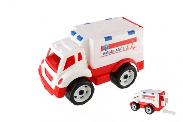 Teddies Auto ambulance plast na volný chod v síťce 20x19x32cm