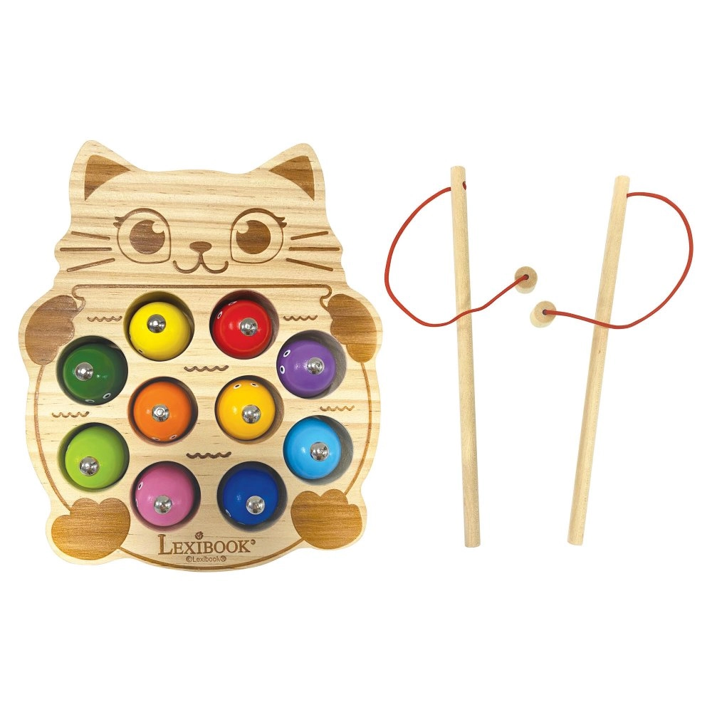 Levně Lexibook dřevěná magnetická hra na rybáře Bio Toys – kočička