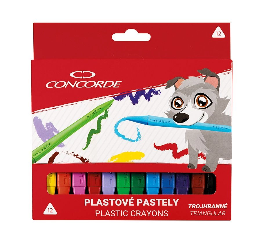 Levně Plastové trojhranné pastely CONCORDE, 12 barev