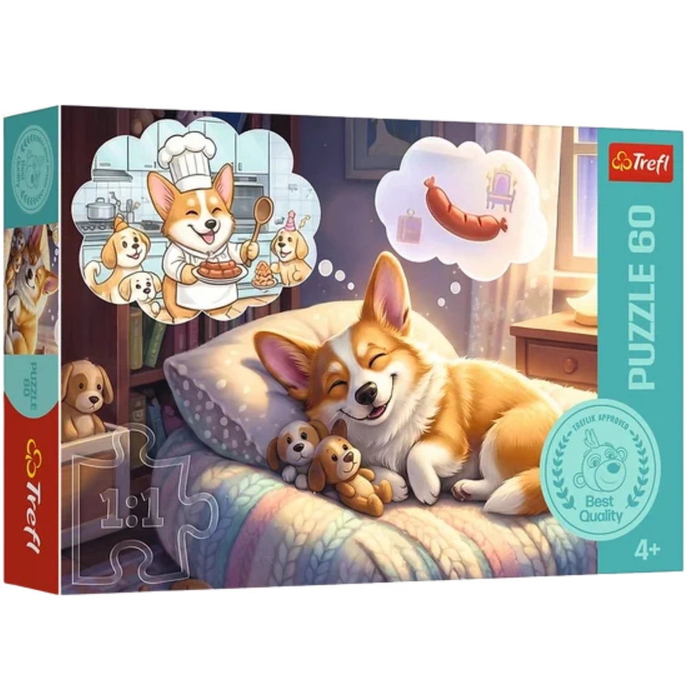 Puzzle 60 dílků – corgi v říši snů Trefl