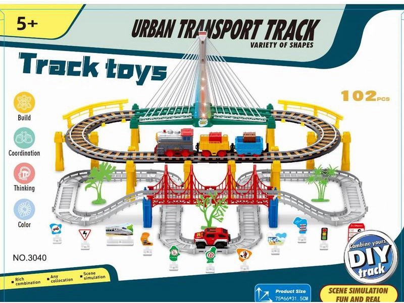 Elektrická vláčkodráha s mostem a autem