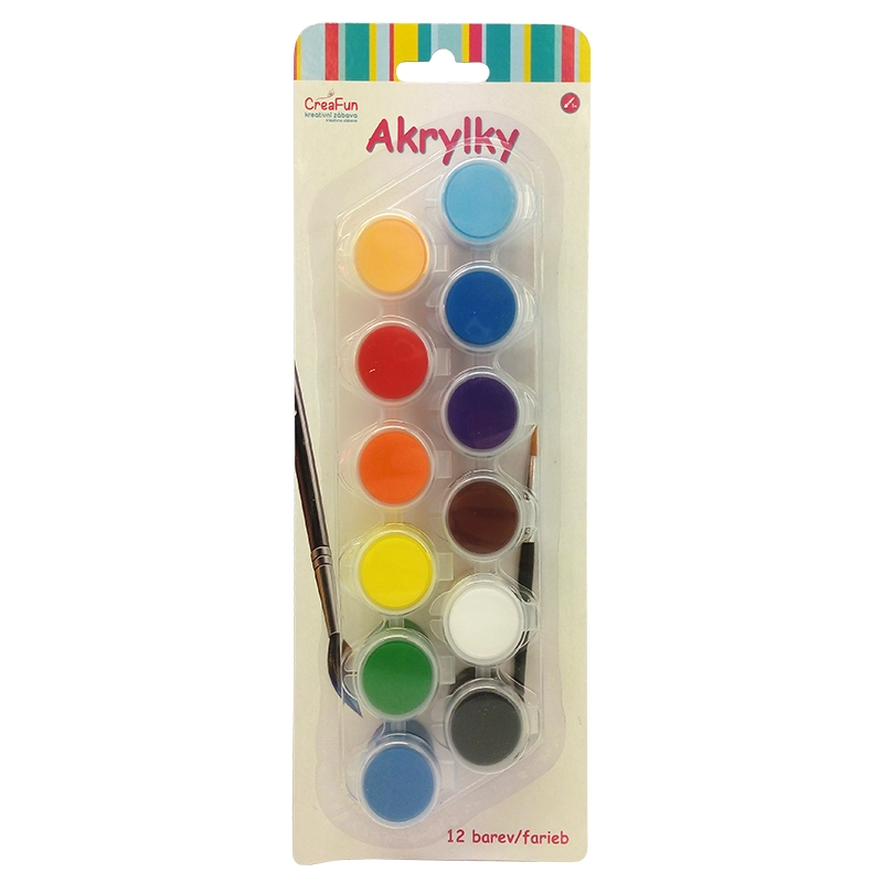 Levně CreaFun akrylové barvy – sada 12 barev