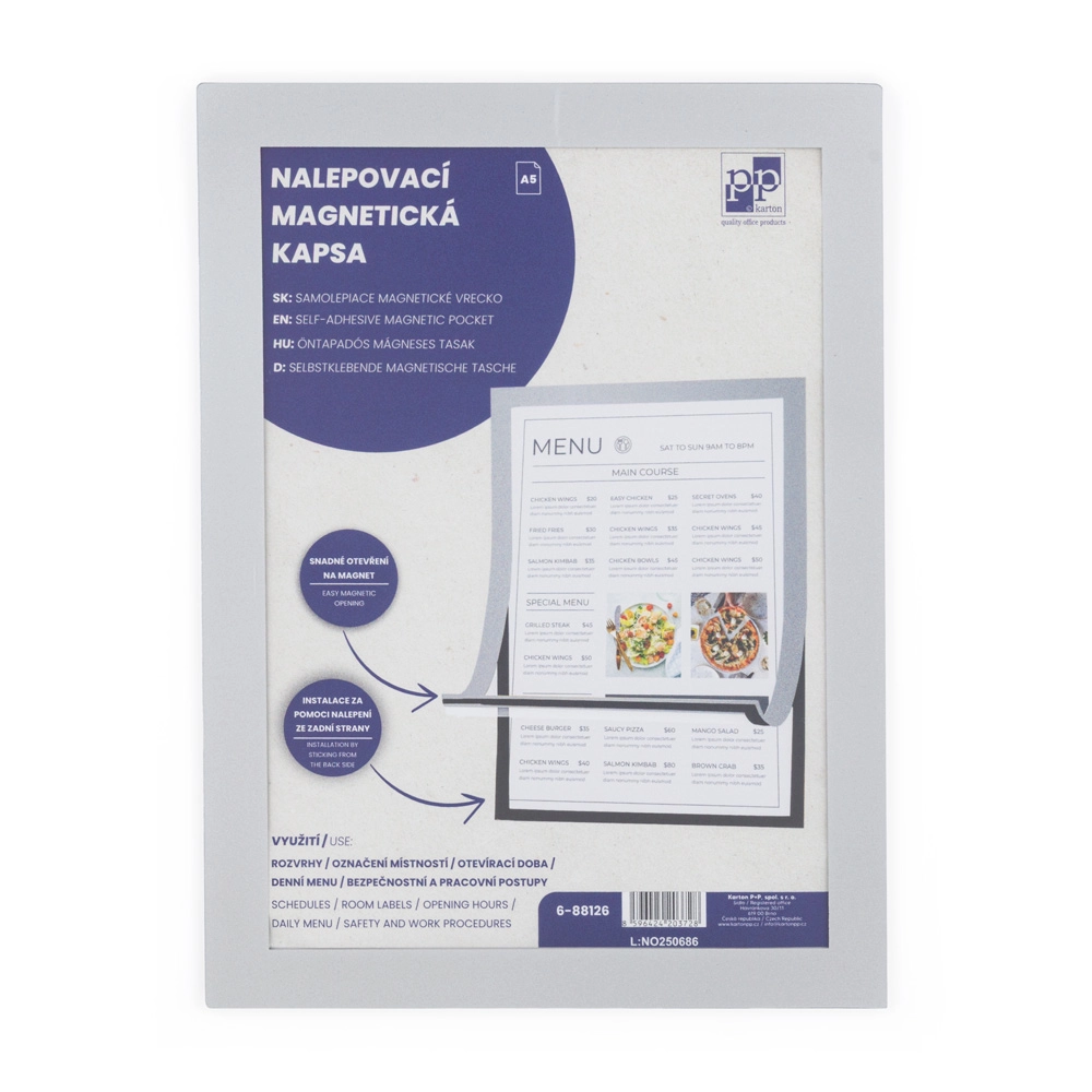 Nalepovací magnetická kapsa A5 stříbrná KARTONPP