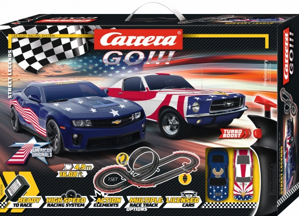 Autodráha Carrera GO Street Legends 1:43 s loopingem a americkými muscle vozy