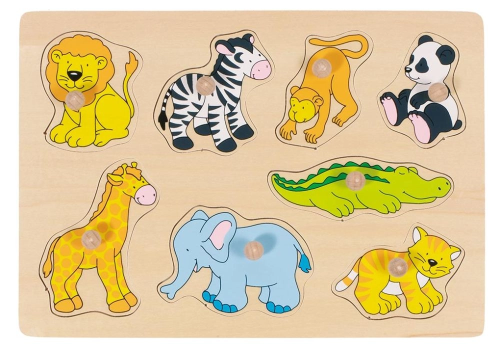 Goki puzzle s úchytkami ZOO 8 dílků