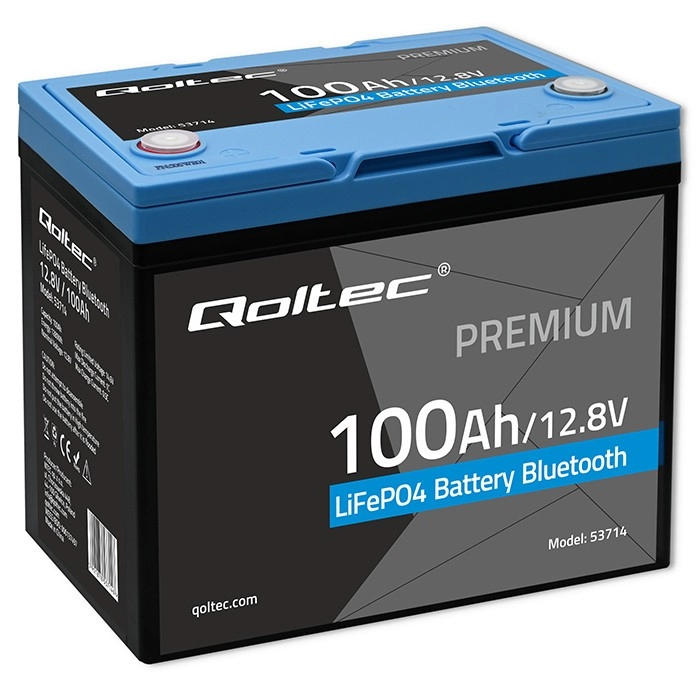 Baterie Qoltec Premium LiFePO4 12,8 V 100 Ah 1280 Wh s Bluetooth a BMS