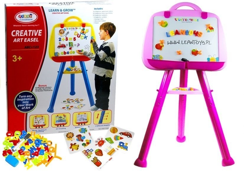 Stojící magnetická tabule s perem růžová