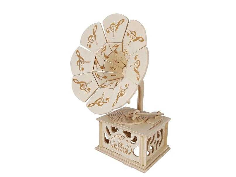 Woodcraft dřevěné 3D puzzle Gramofon