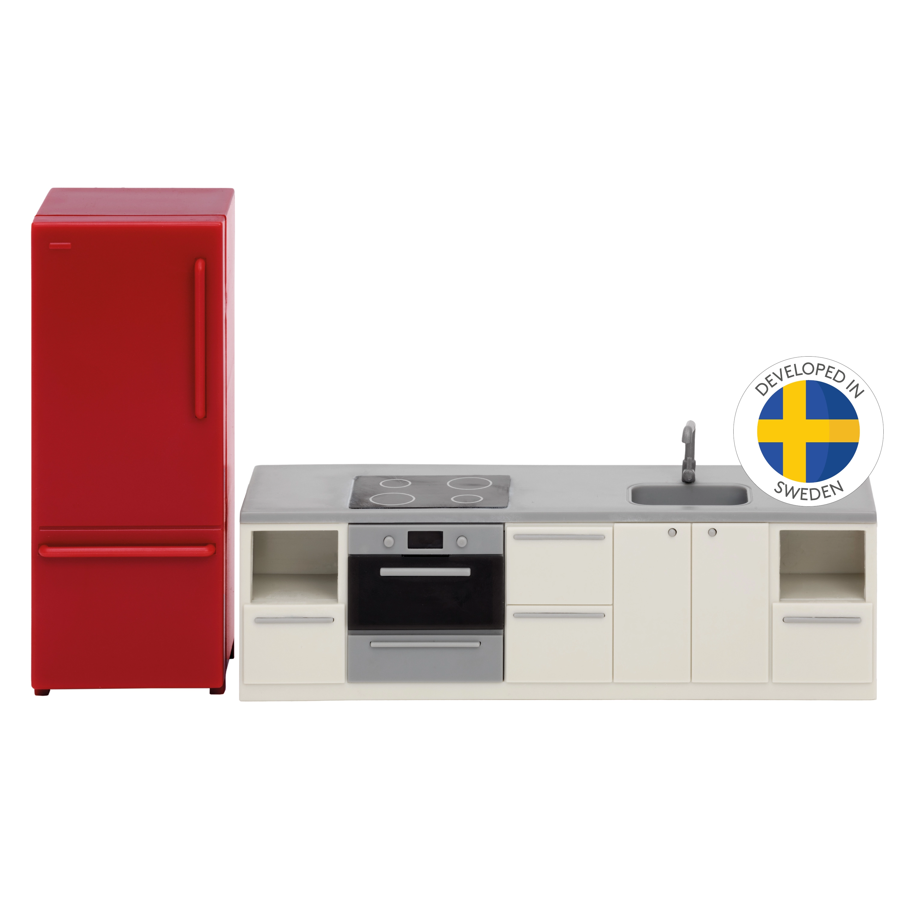 Kuchyňský set do domečku pro panenky basic s lednicí Lundby