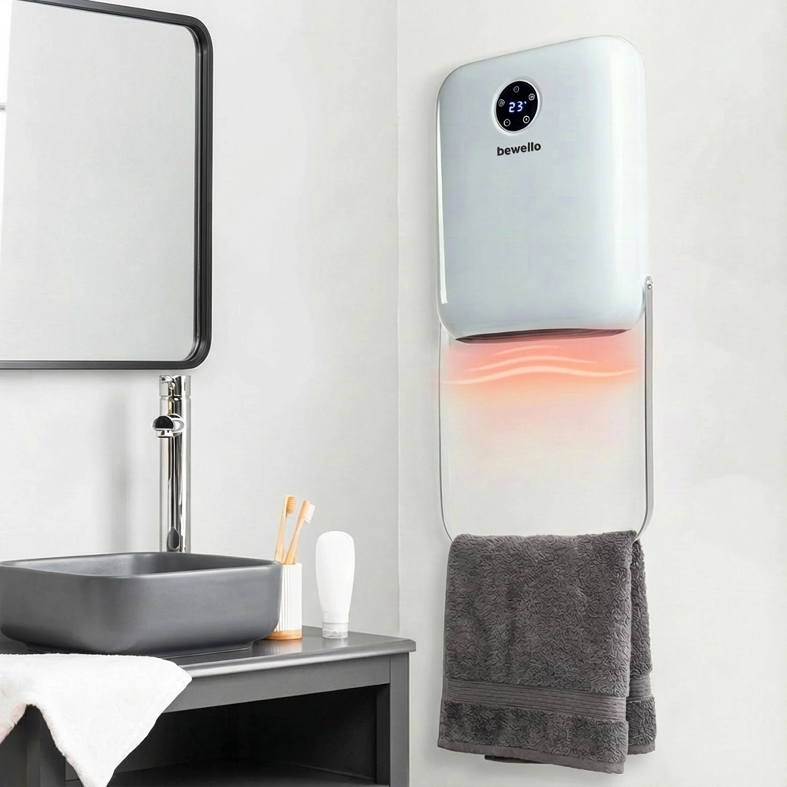Nástěnný ohřívač s držákem na ručníky 800/2000 W bílý