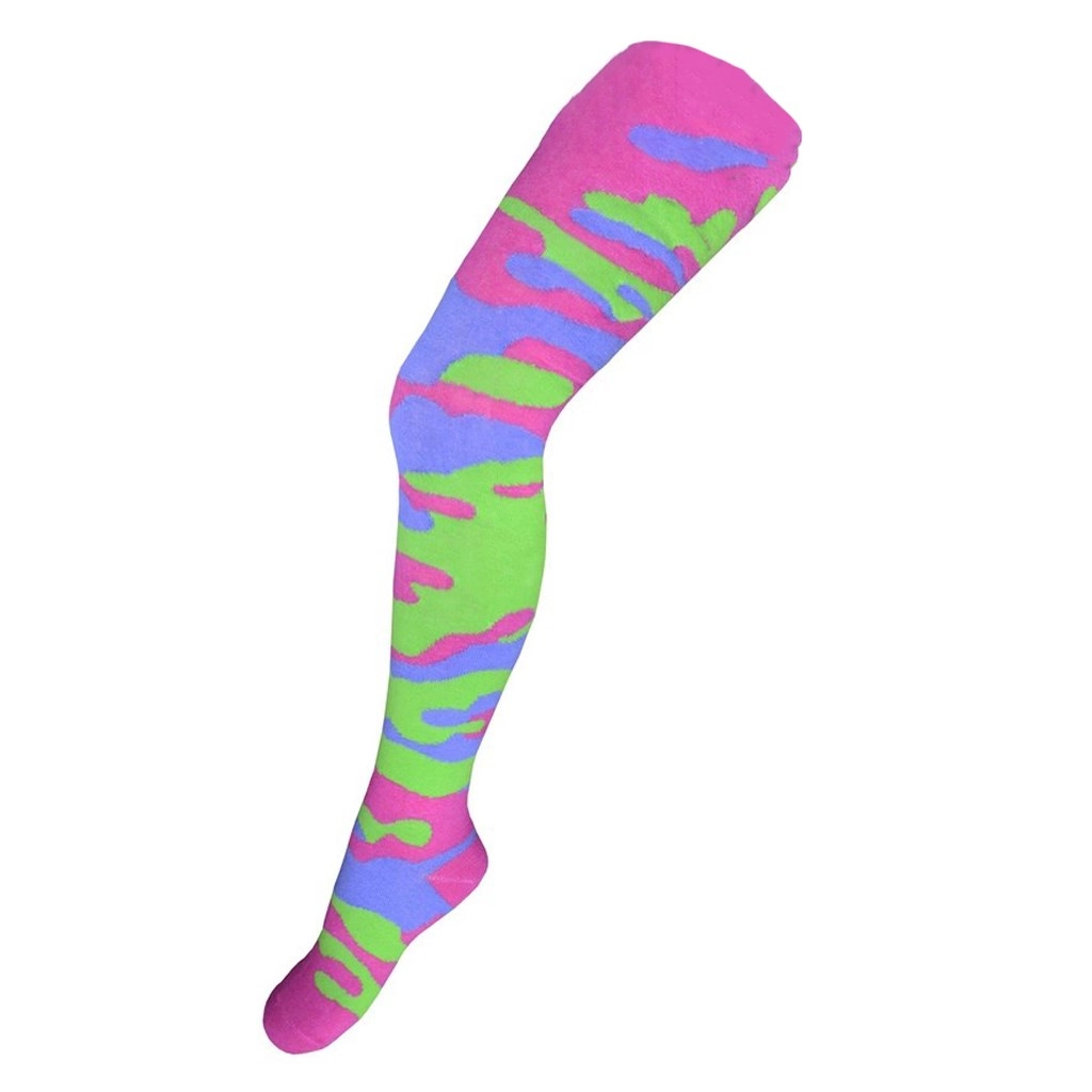 Bavlněné dětské punčocháče s maskáčovým vzorem zeleno‑růžové NEW BABY