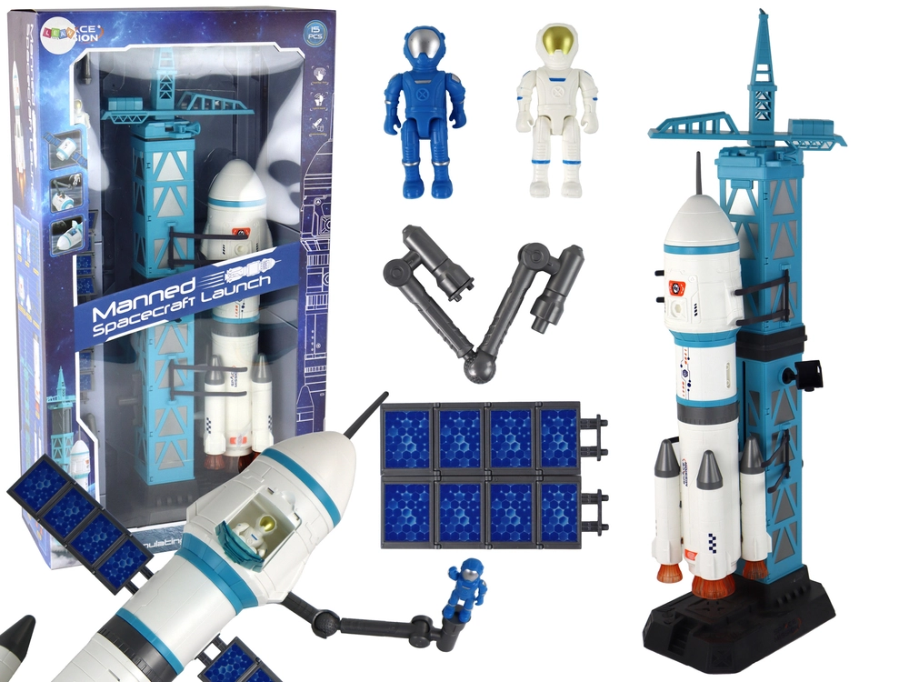 LEANToys Vesmírná sada s raketou 15 prvků