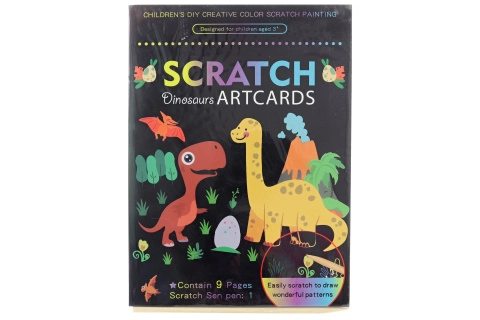 Vyškrabovací obrázky dinosauři, sada 9 ks