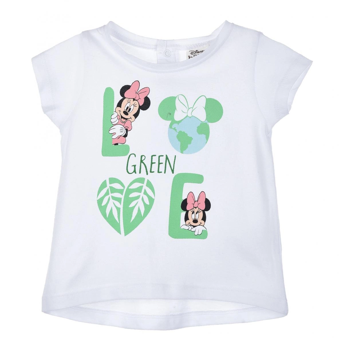 Dětské tričko Minnie Mouse Green Love bílé – Velikost: 68