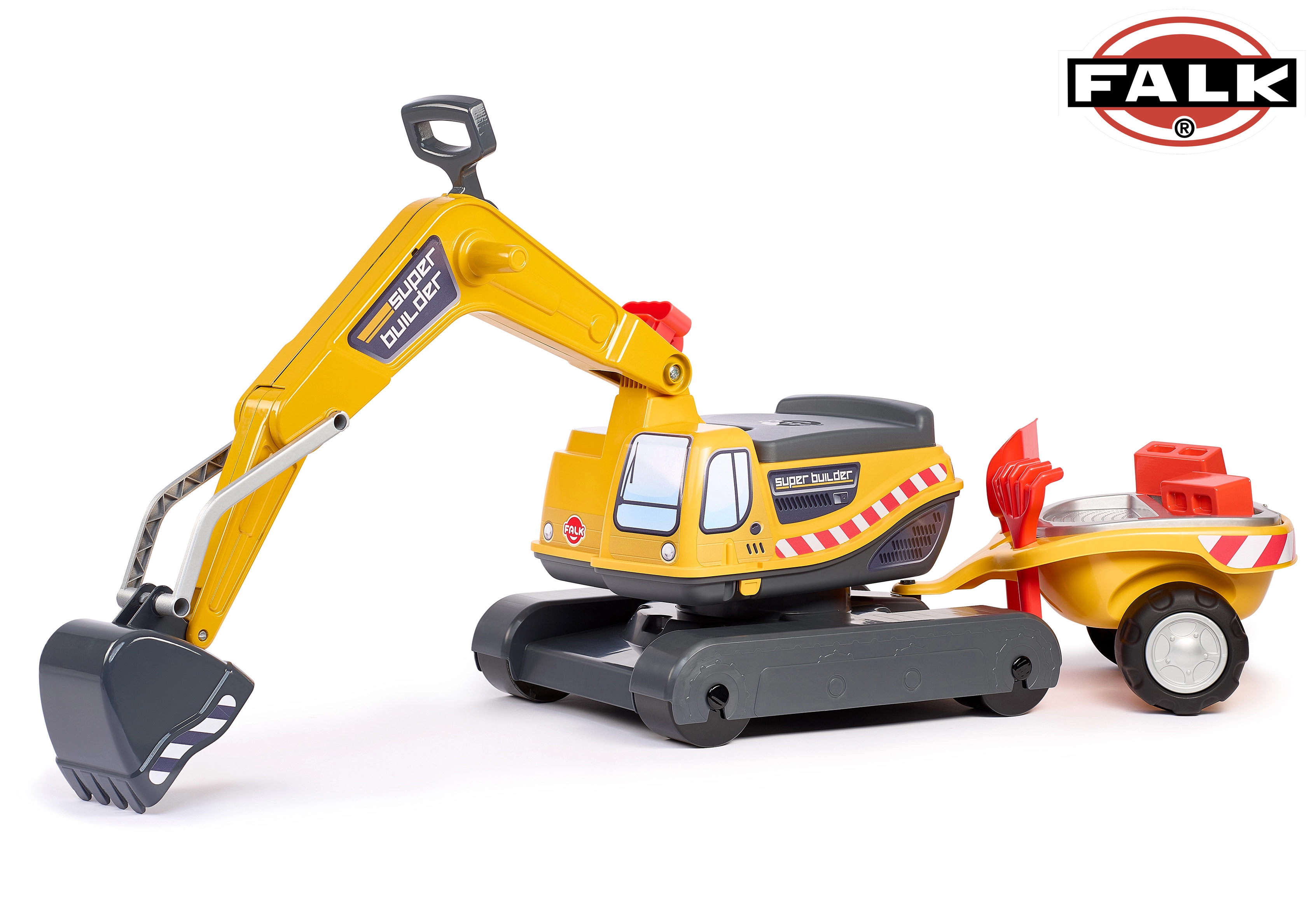 FALK rypadlo Super Builder s otevíracím sedadlem a přívěsem