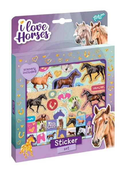 Samolepky koníci – sada s kartonovou dekorací