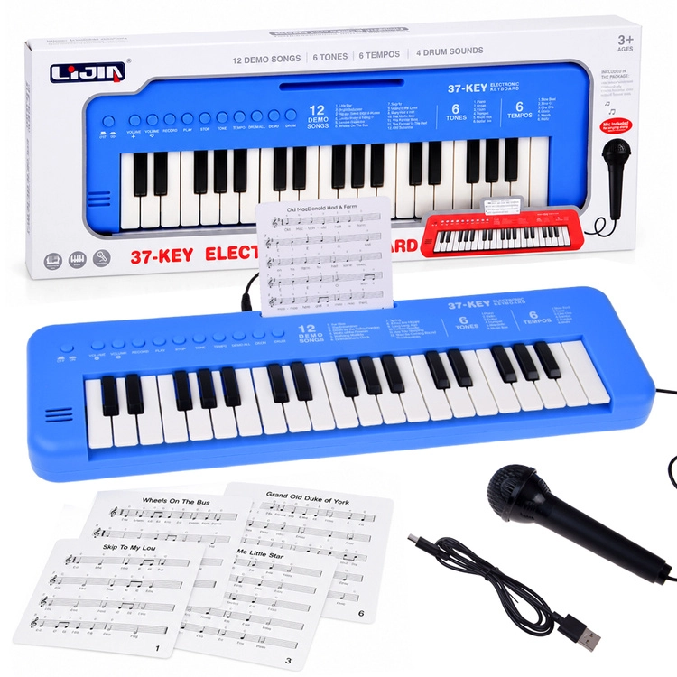 Dětský elektronický keyboard s 37 klávesami a mikrofonem