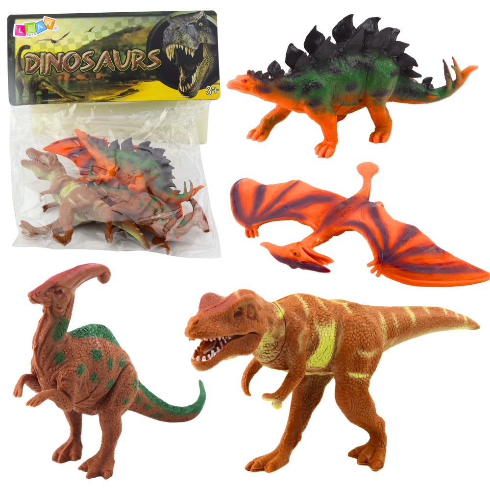 Sada figurek dinosaurů T‑Rex, Pteranodon, Stegosaurus a Parasaurolophus – 4 kusy