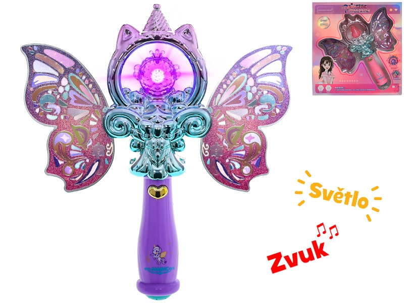 Levně Hůlka víla kouzelná na baterie se světlem a zvukem mix barev růžová fialová