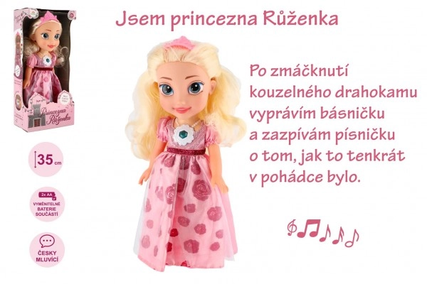 Levně Teddies Panenka princezna Růženka plast 35cm česky mluvící na baterie se zvukem 17x37x10cm