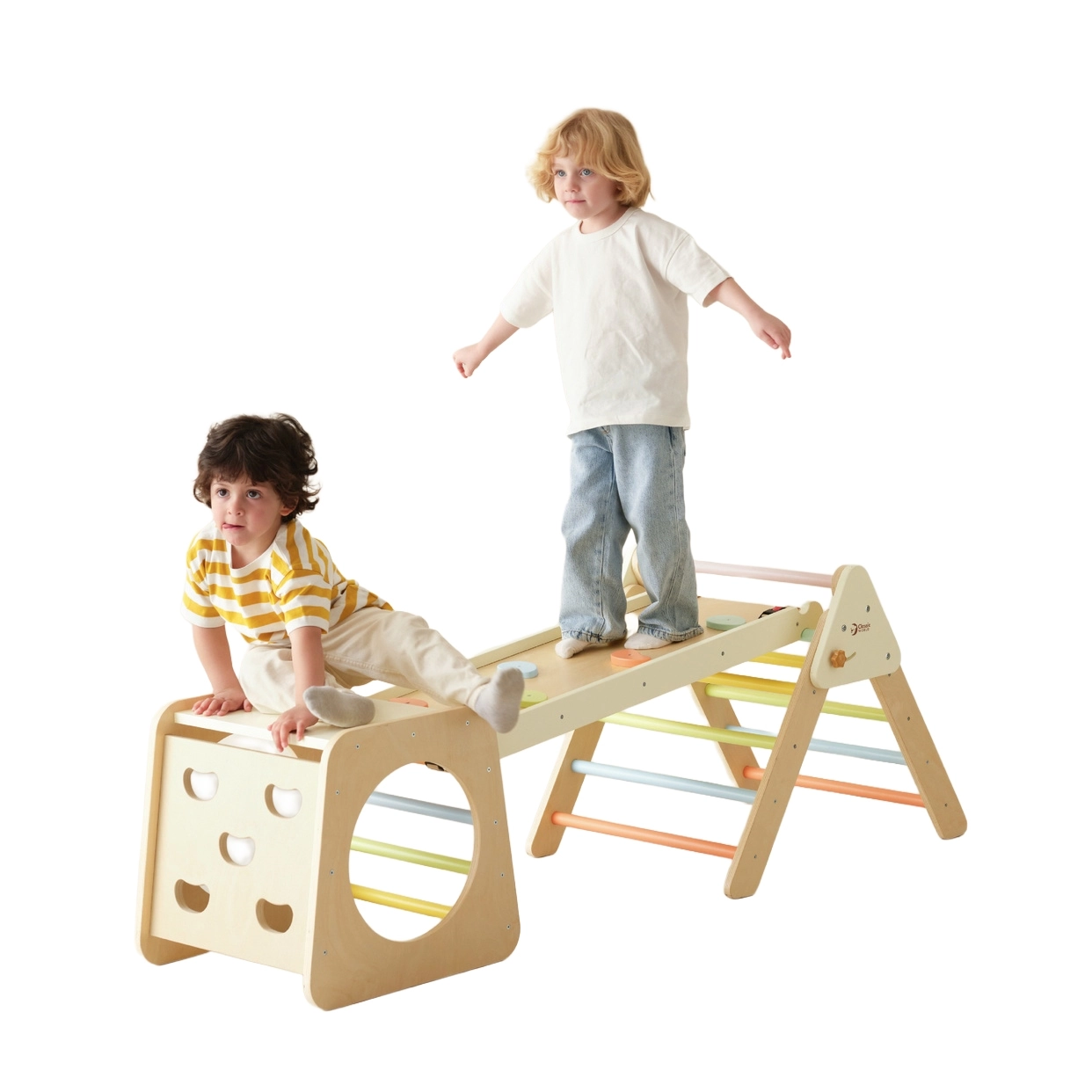 dřevěný montessori lezecký set 5 v 1 classic world pro děti – indoor herní a cvičební sestava