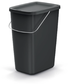 Odpadkový koš 25 l z recyklovaného plastu s víkem KEden COMPACTA Q BASIC – černý