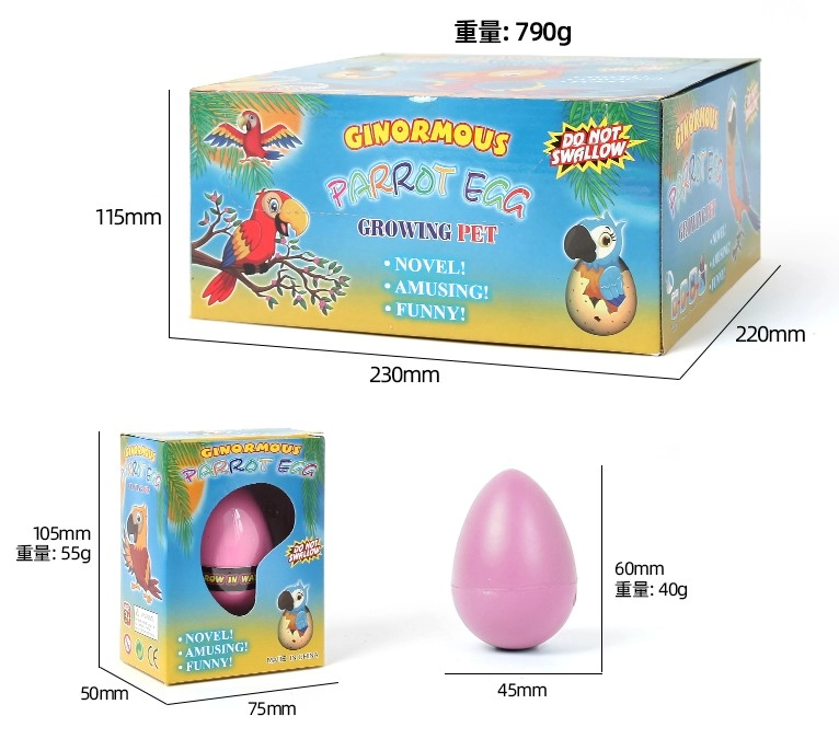 Rostoucí vejce – papoušek 6,5 cm