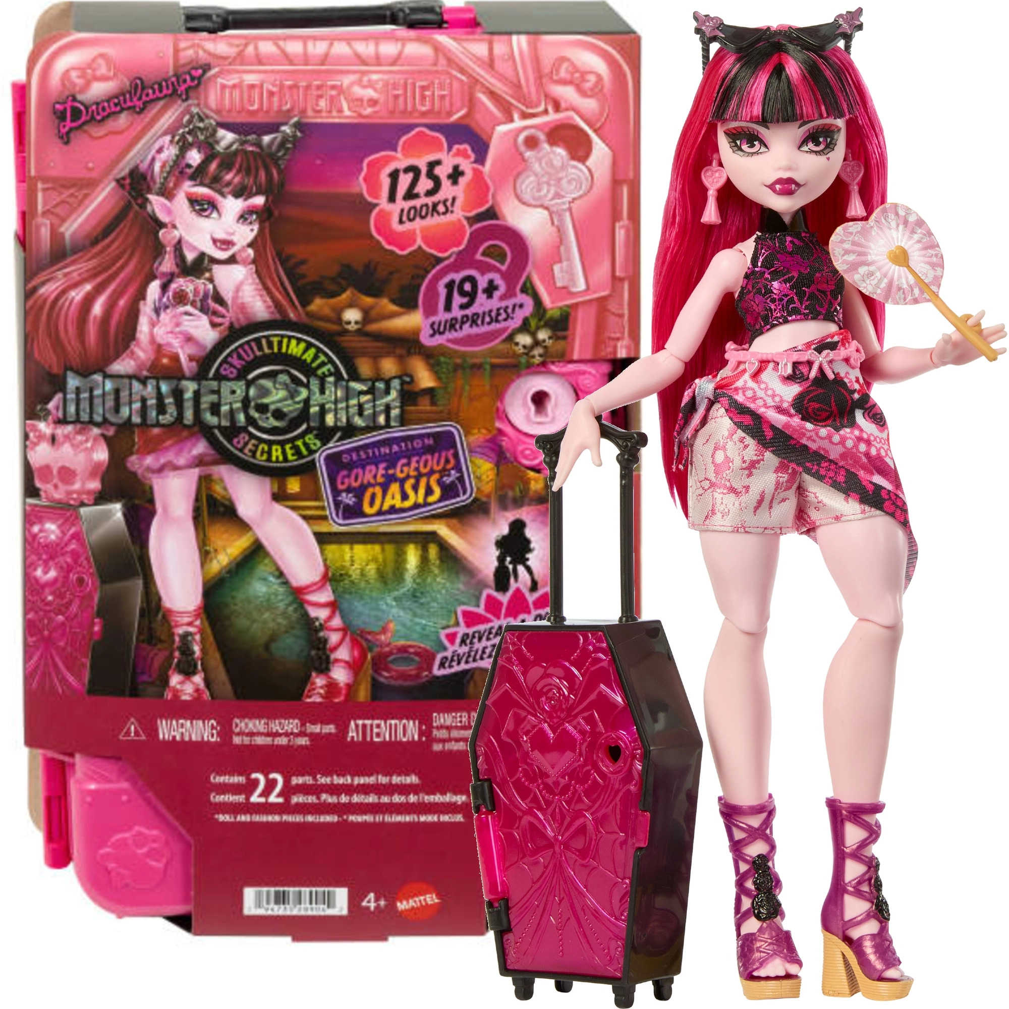 monster high draculaura cestovní set s překvapeními 28 cm