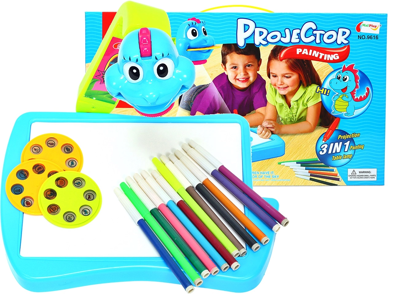 Projektor 3v1 pro děti s dinosaury a šablonami