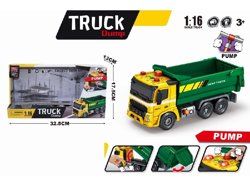 Levně Sklápěcí nákladní auto 1:16 se světly a zvuky