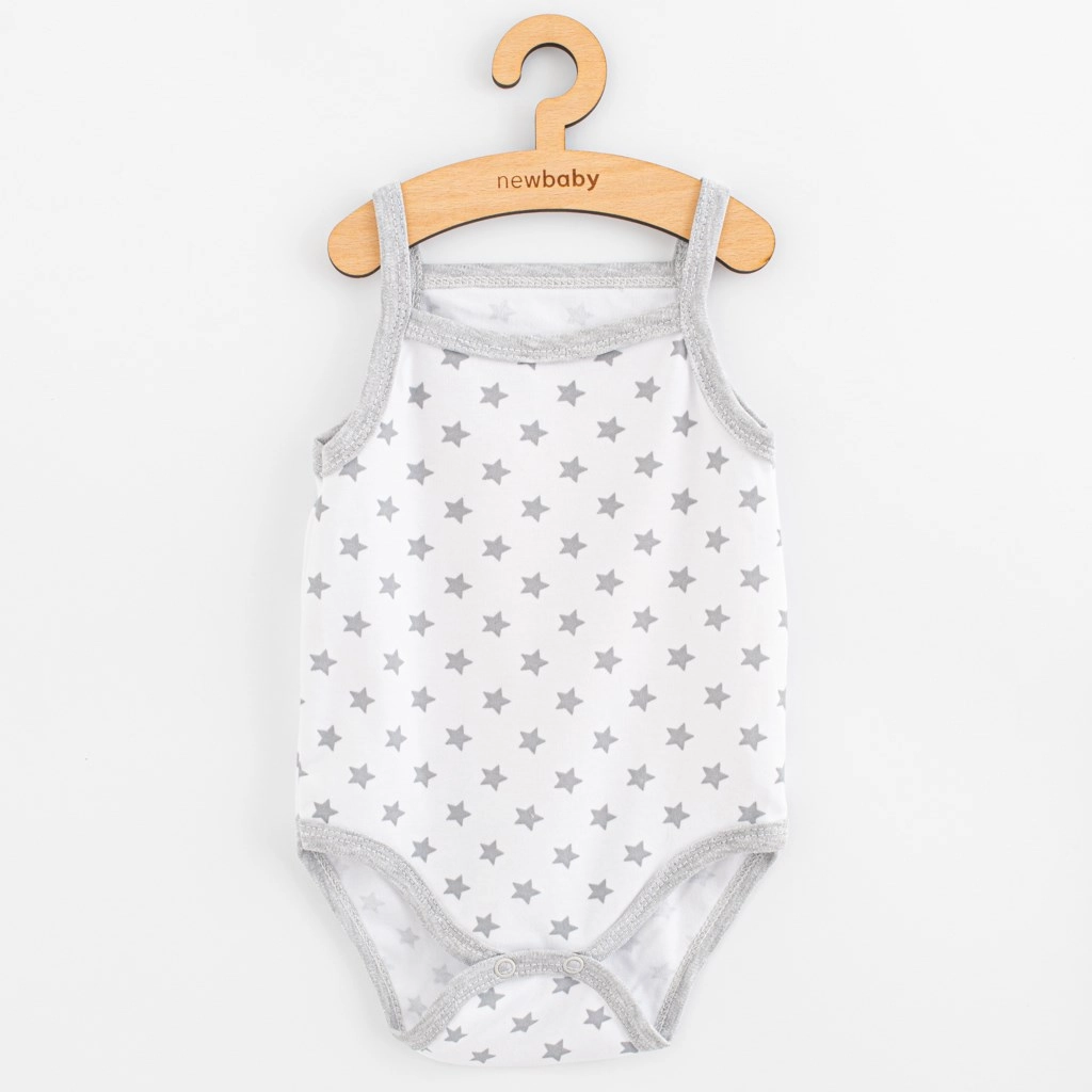 Kojenecké body bez rukávů New Baby Classic II hvězdičky šedé
