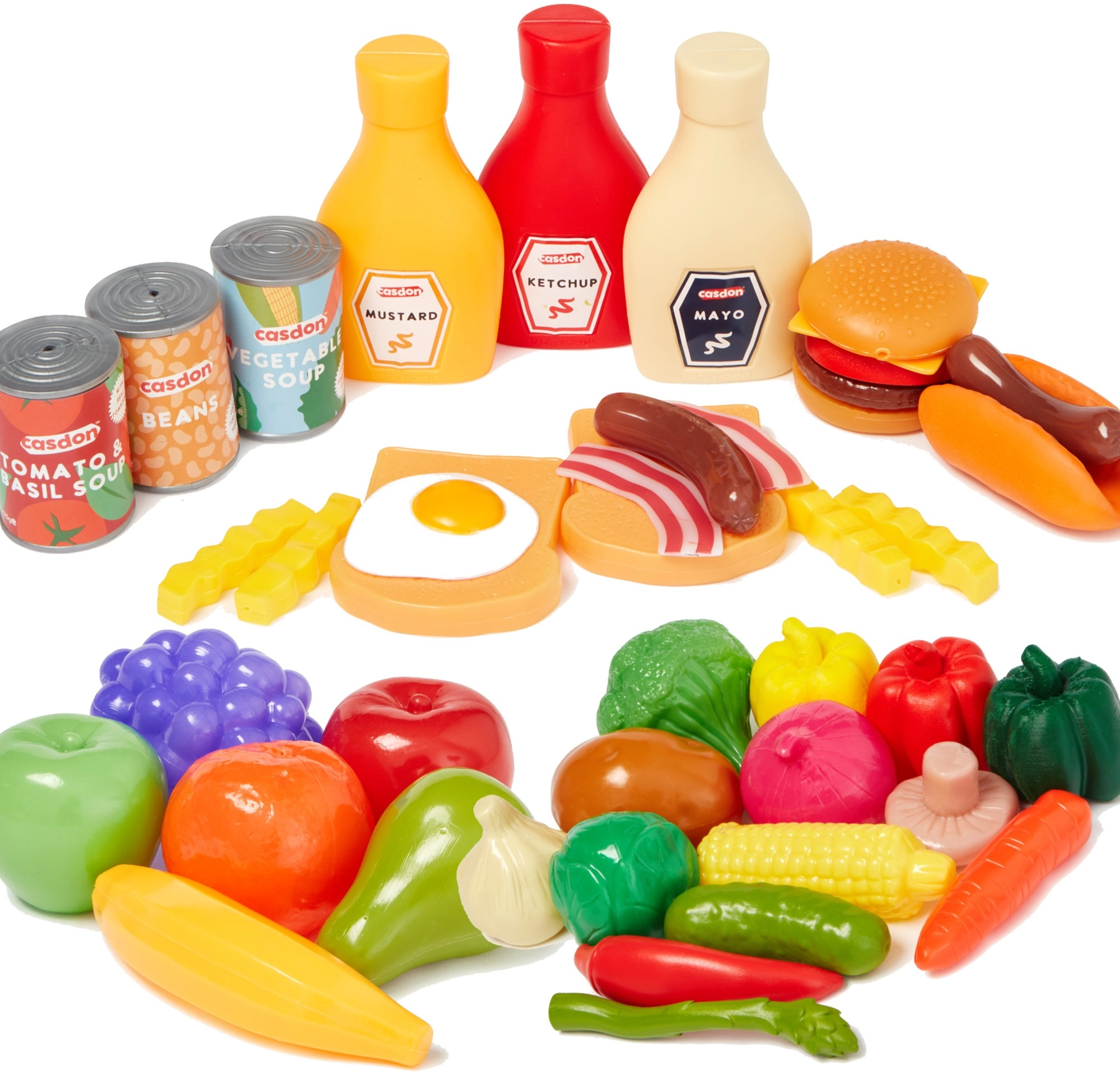 Plastové potraviny do dětské kuchyňky – velká sada 44 ks CASDON