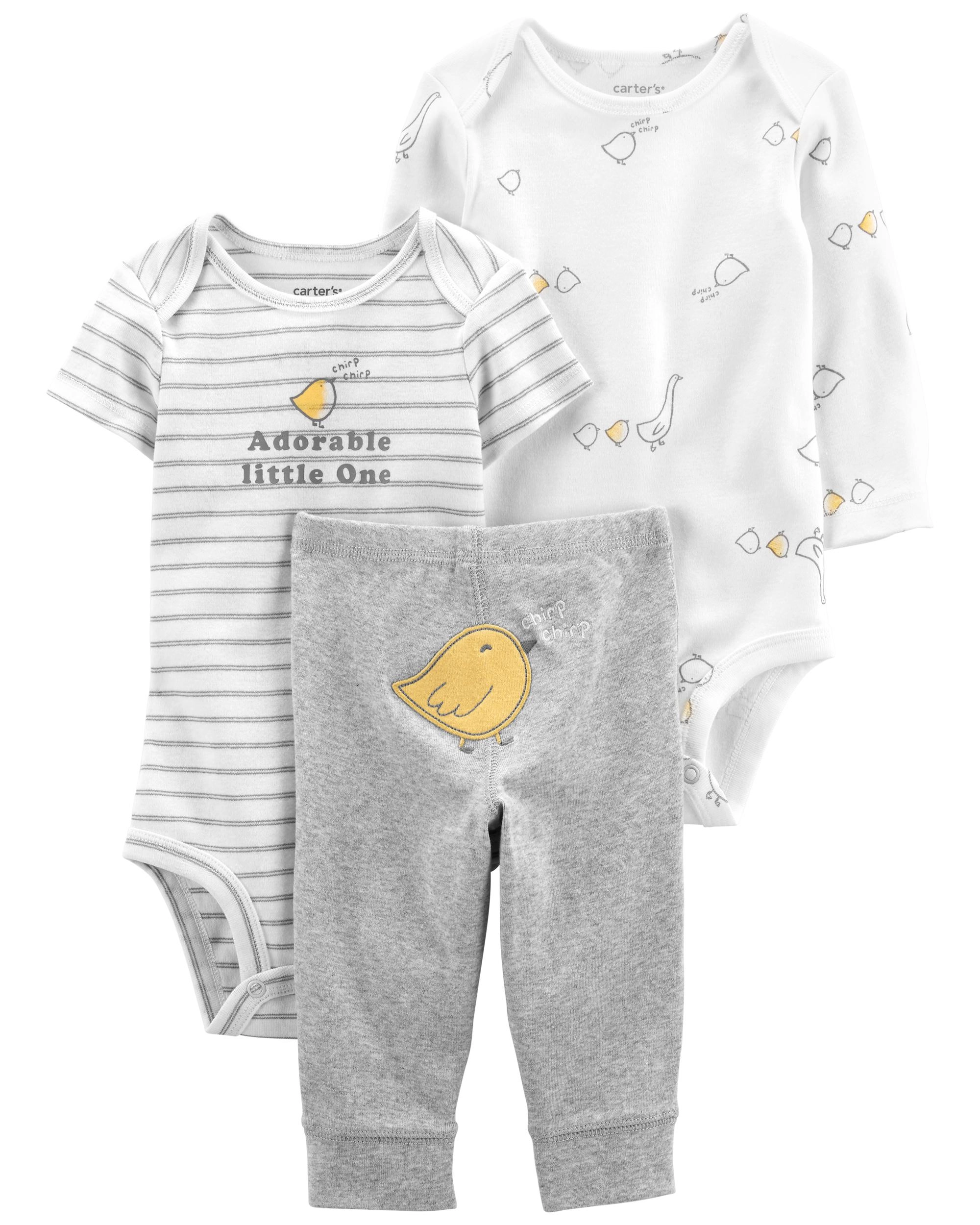 Levně Carter's Set 3dílný body kr. rukáv body dl. rukáv tepláky Grey Chick neutrál LBB