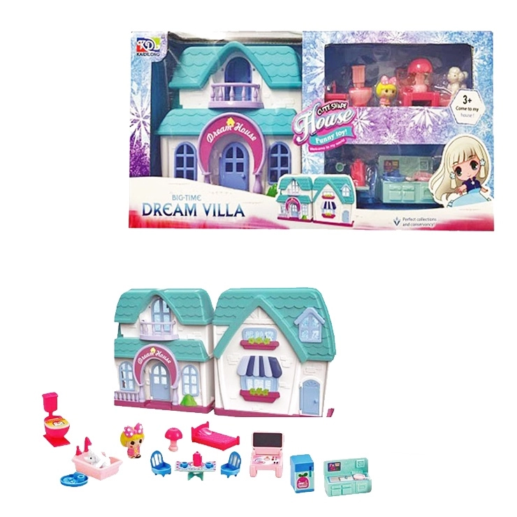 městská vila s vybavením – skládací domeček pro panenky