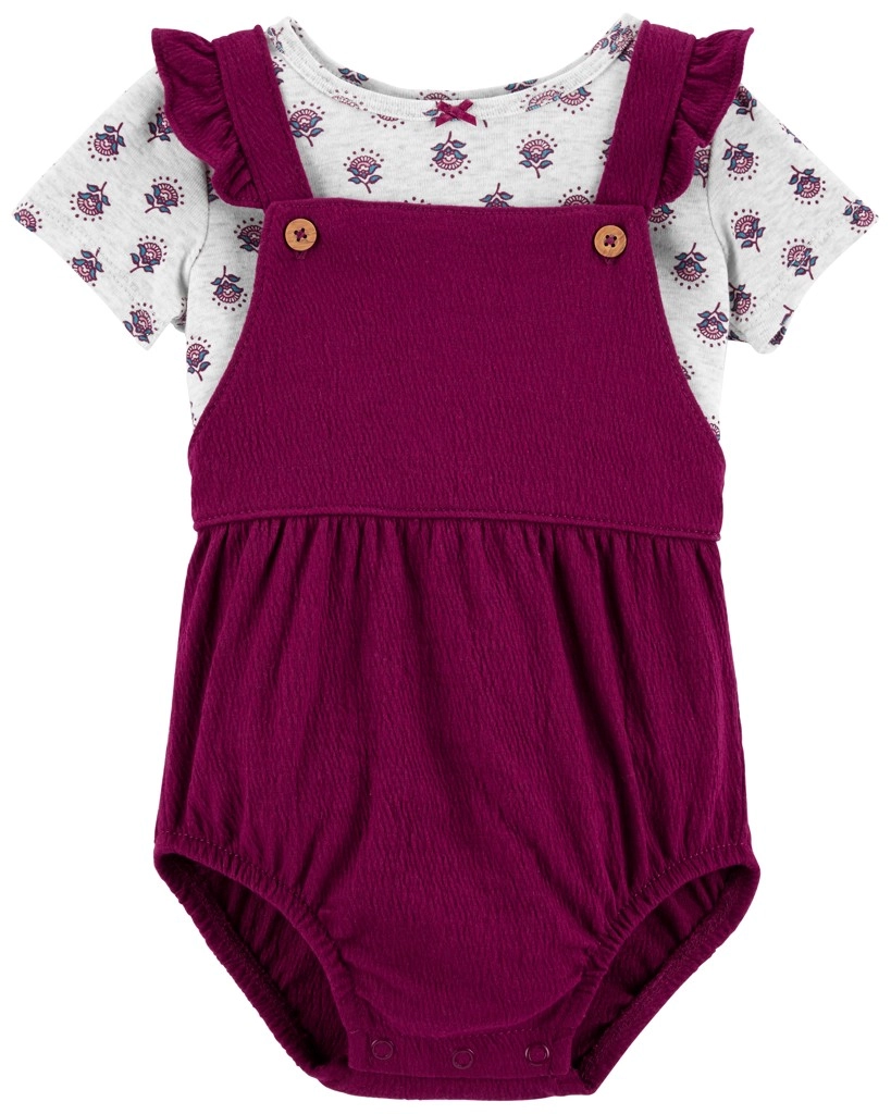 Levně Carter's Set 2dílný triko kr. rukáv kalhotky na kšandy Pink Foral holka