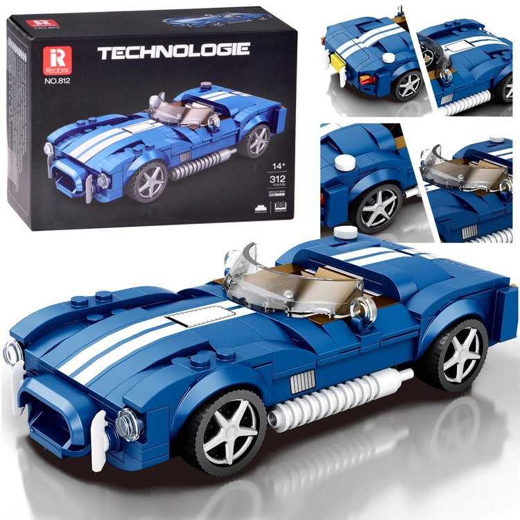 Technické stavebnice – modrý sportovní roadster 312 dílků