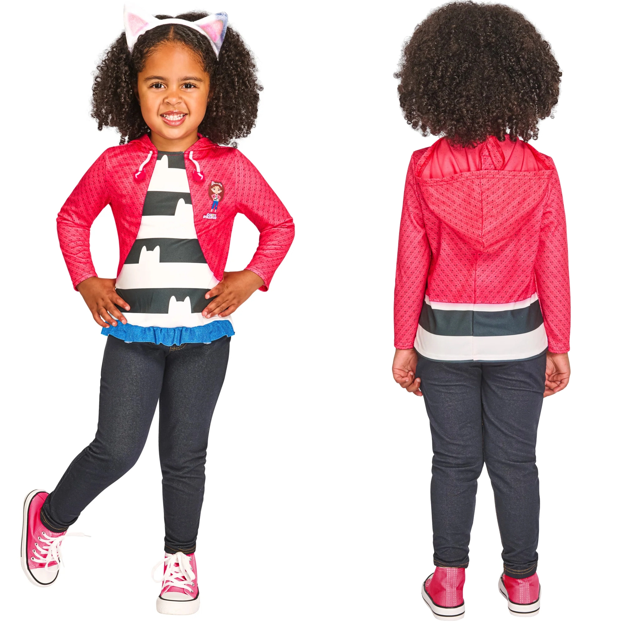 dětský kostým Kocí domek Gabi – top a čelenka s kočičími oušky (110–116 cm, 5–6 let)