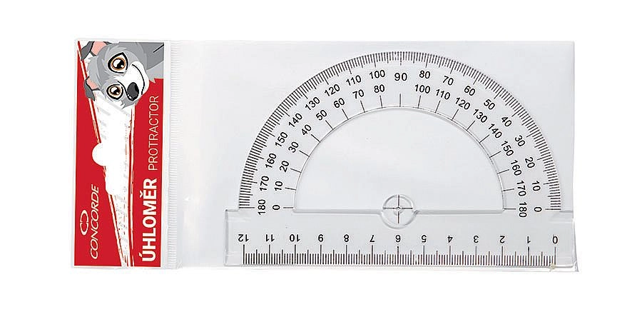 Úhloměr Concorde - 12cm, závěs, transparentní