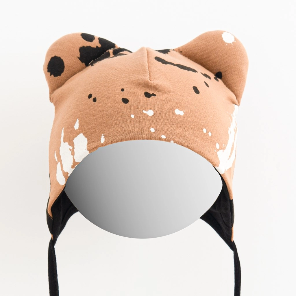 Kojenecká bavlněná čepička s oušky NEW BABY Paw hořčicová