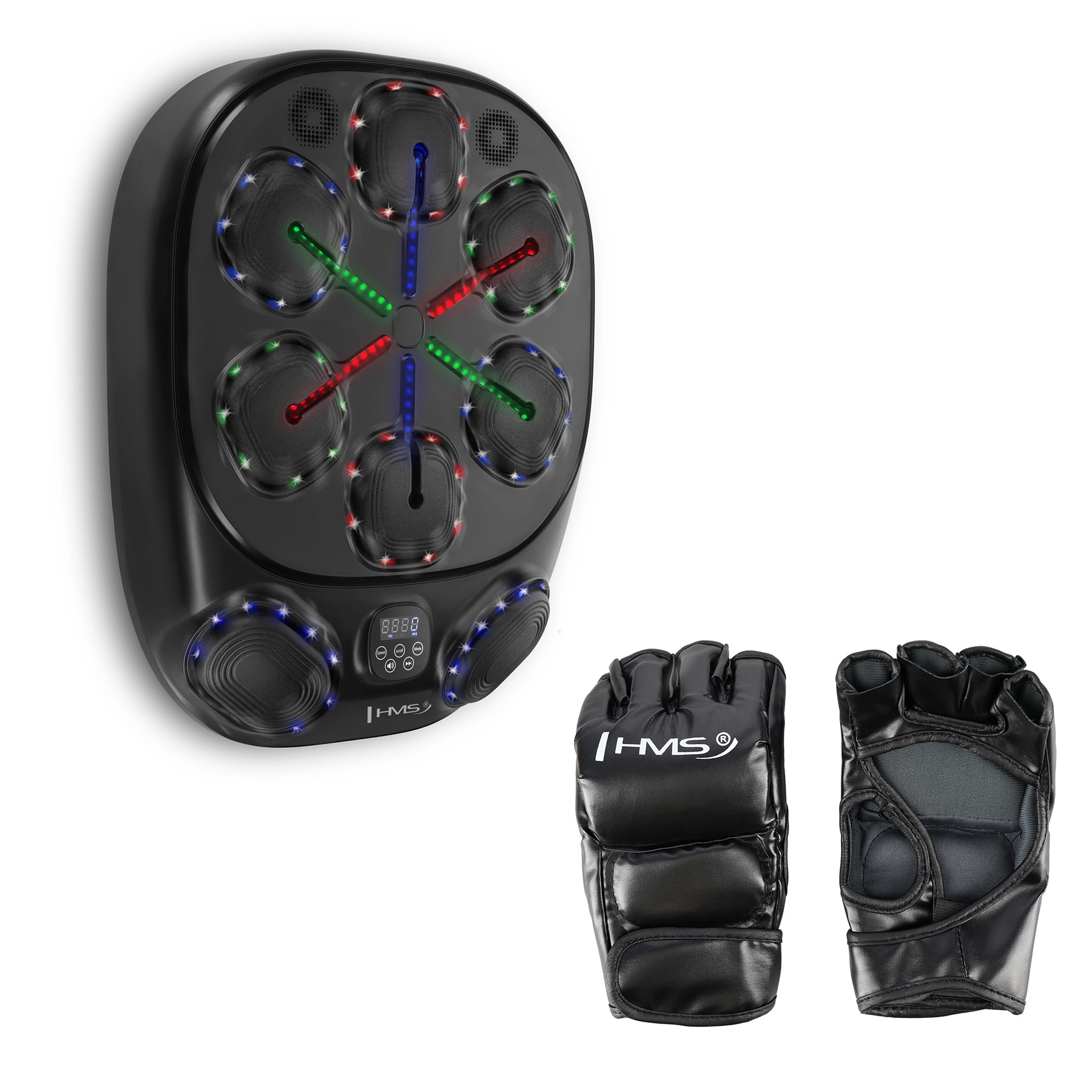 Elektronický boxerský terč s LED, Bluetooth a rukavicemi HMS TB10