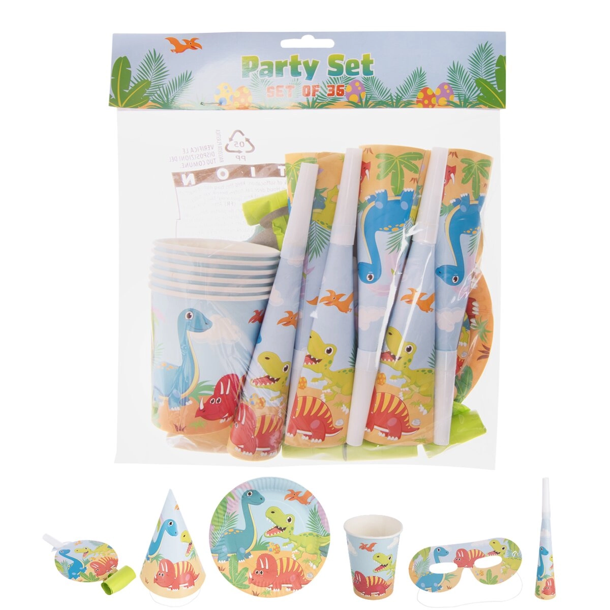 Párty set z papíru Dino (36 ks)