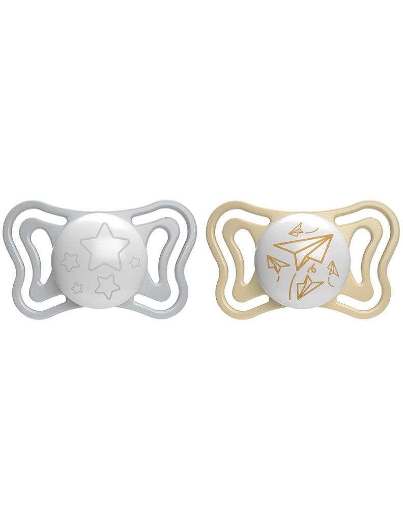 Levně Chicco Physio Light Physio Forma Night dudlík Grey/Gold 2 ks