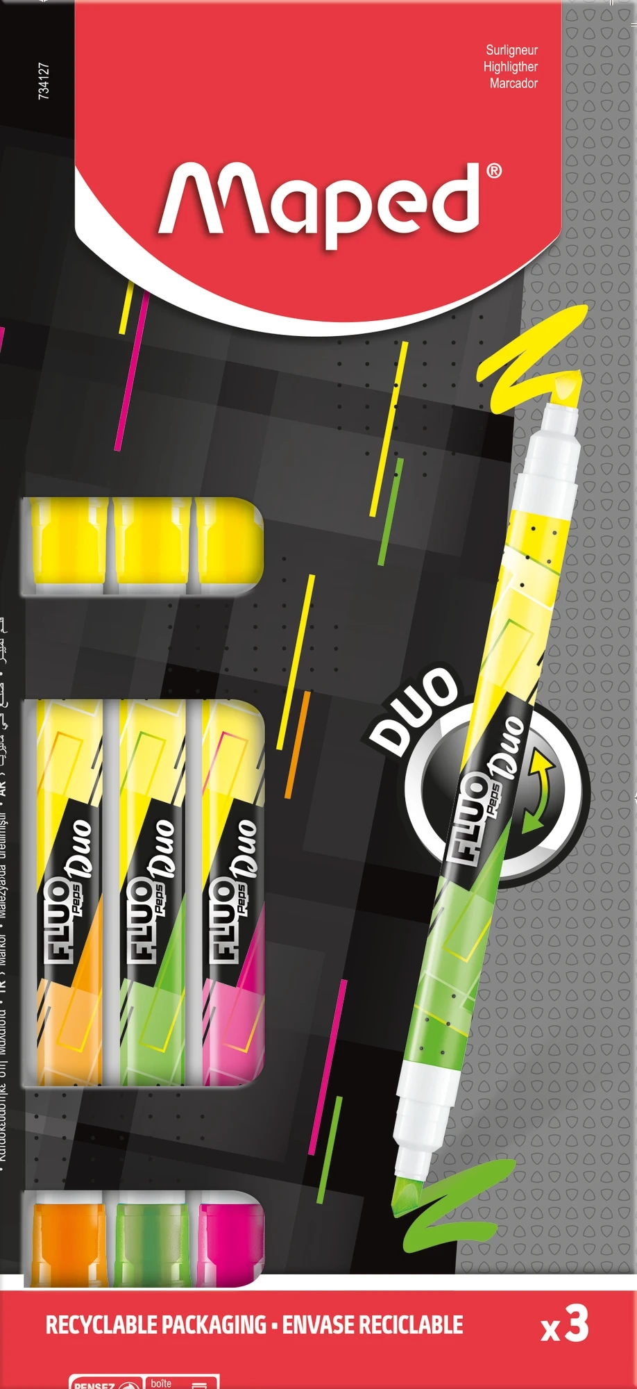 Levně Maped Fluo Peps Duo 3ks